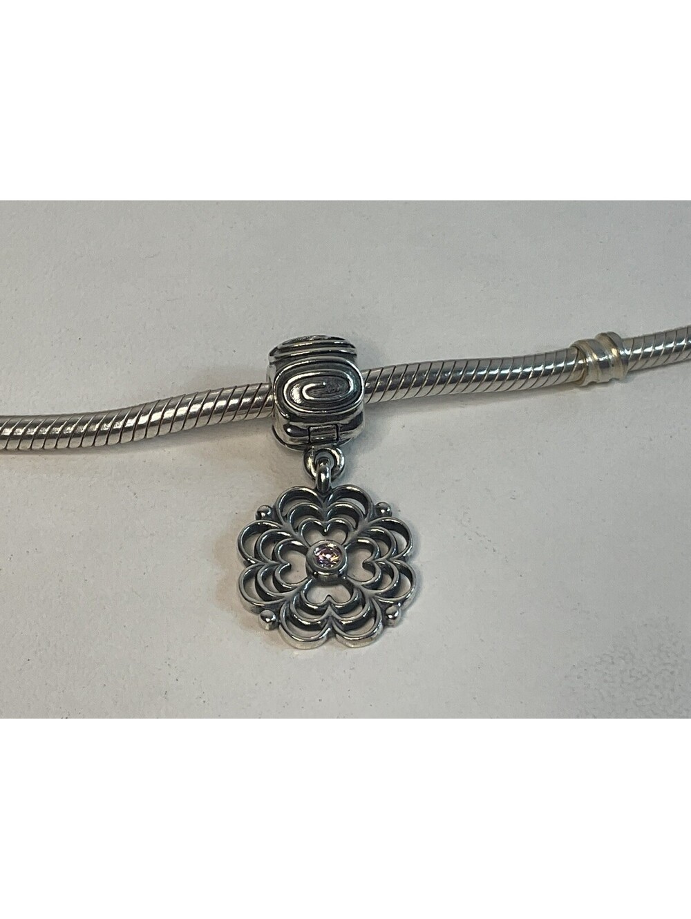 Pandora Dogwood Flower Clip Charm Pink CZ Retired